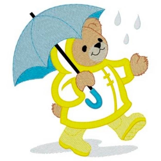 Picture of Raincoat Bear Applique Machine Embroidery Design