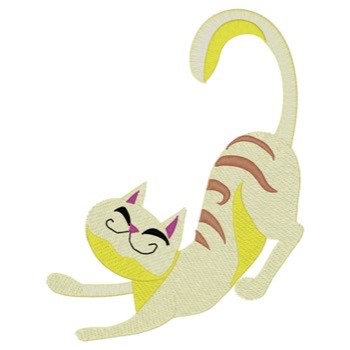Stretching Cat Machine Embroidery Design