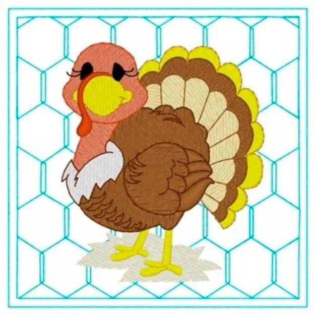 Picture of Turkey Quilt Square Machine Embroidery Design