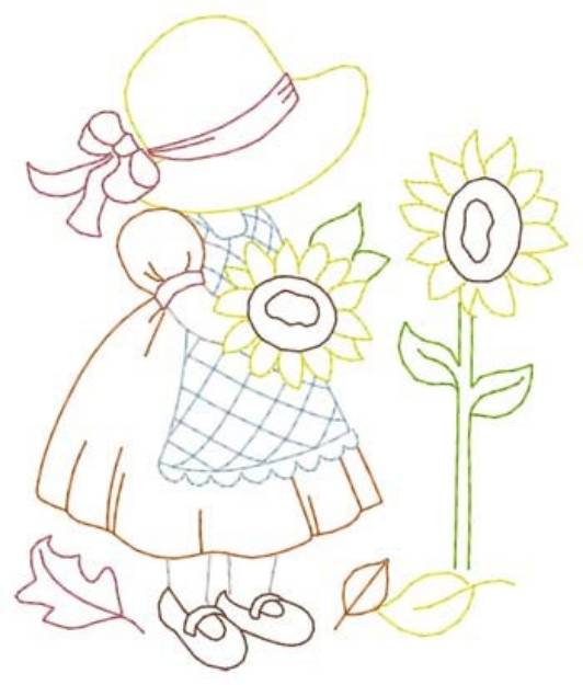 Picture of Sunflower Girl Machine Embroidery Design