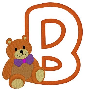 B Bear Applique Machine Embroidery Design