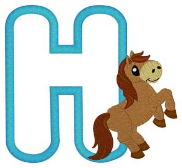 Picture of H Horse Applique Machine Embroidery Design