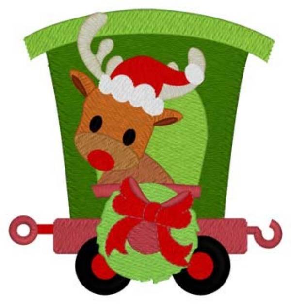 Picture of Reindeer Train Car Machine Embroidery Design