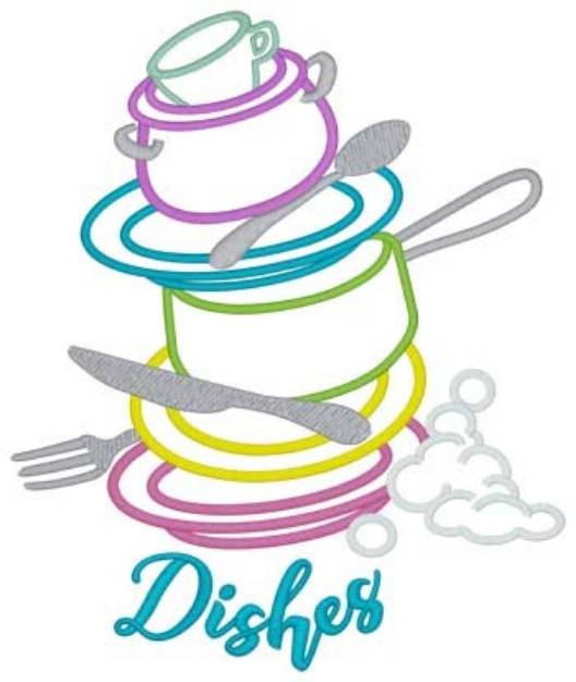 Picture of Dishes Machine Embroidery Design