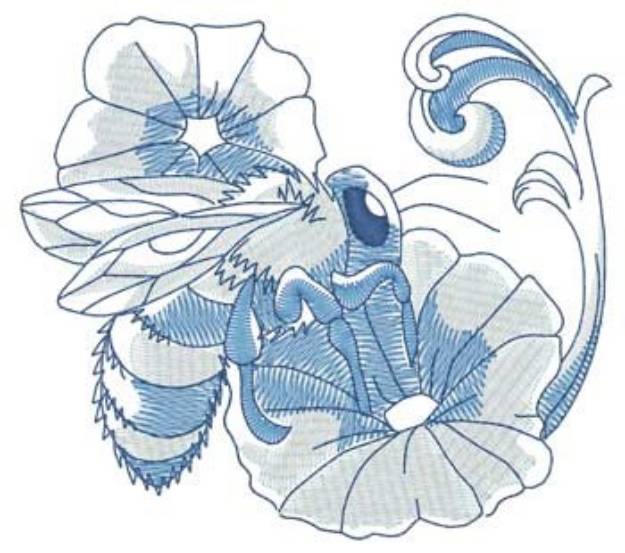 Picture of Bee On Flower Machine Embroidery Design