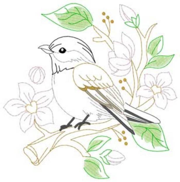 Picture of Chickadee Machine Embroidery Design