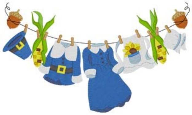 Picture of Pilgrim Clothesline Machine Embroidery Design