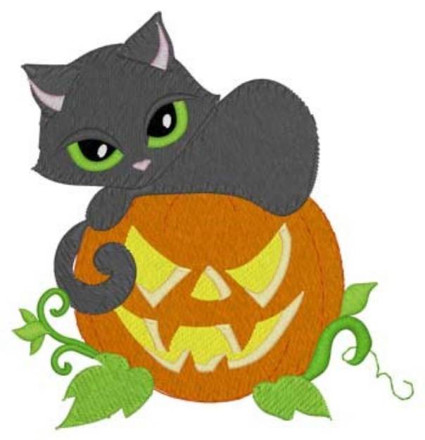 Picture of Pumpkin Cat Machine Embroidery Design