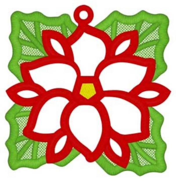 Picture of Lace Applique Poinsettia Machine Embroidery Design