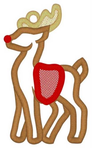 Picture of Lace Applique Reindeer Machine Embroidery Design