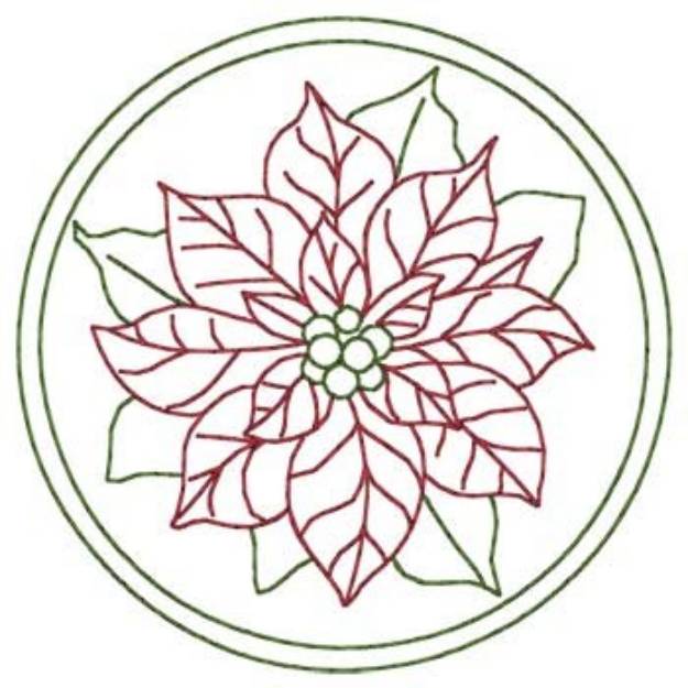 Picture of Poinsettia Coaster Machine Embroidery Design