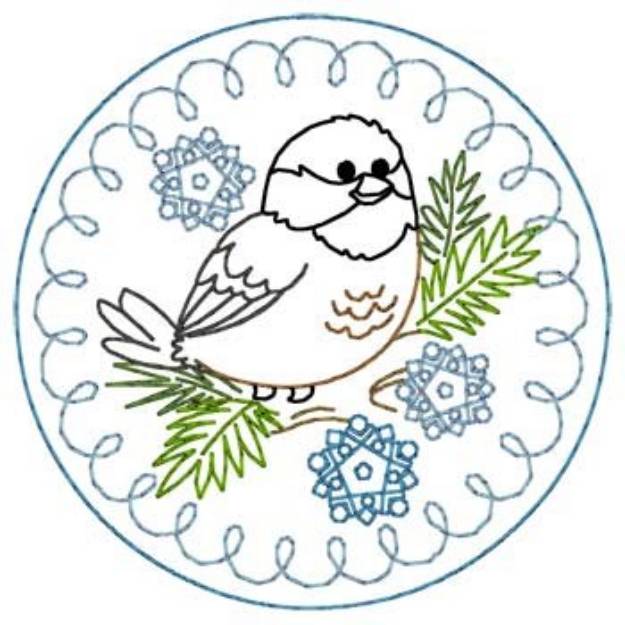 Picture of Chickadee Coaster Machine Embroidery Design