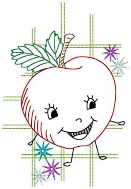 Picture of Happy Apple Machine Embroidery Design