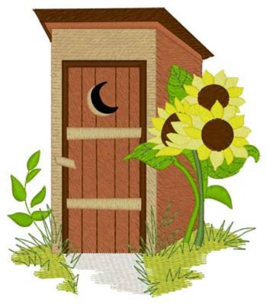 Picture of Outhouse & Sunflowers Machine Embroidery Design