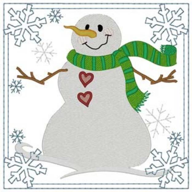 Picture of Snowman Quilt Square Machine Embroidery Design