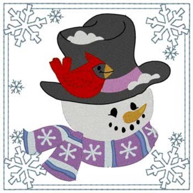 Picture of Snowman & Cardinal Square Machine Embroidery Design