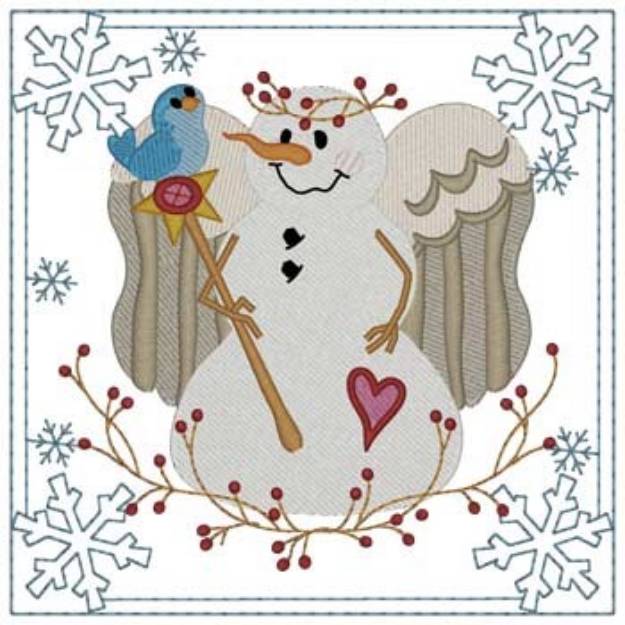 Picture of Snow Angel Quilt Square Machine Embroidery Design