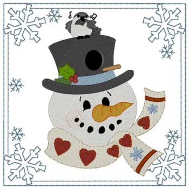 Picture of Snowman Birdhouse Machine Embroidery Design