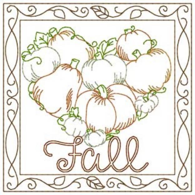 Picture of Pumpkin Quilt Square Machine Embroidery Design