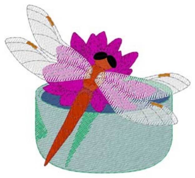 Picture of Dragonfly In Teacup Machine Embroidery Design