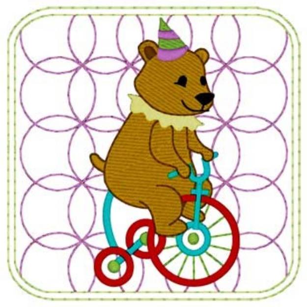 Picture of Circus Bear Quilt Square Machine Embroidery Design