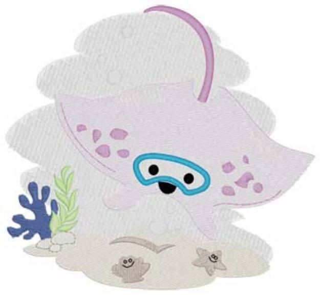 Picture of Kawaii Manta Ray Machine Embroidery Design