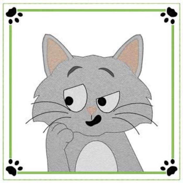 Picture of Skeptical Cat Quilt Square Machine Embroidery Design