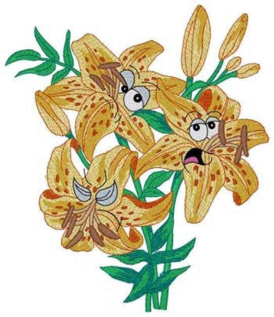 Picture of Tiger Lillies Cartoon Machine Embroidery Design