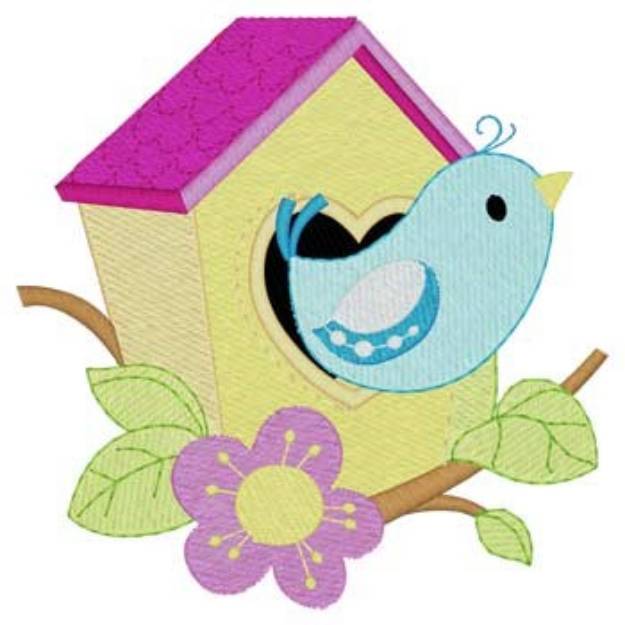 Picture of Bird In Birdhouse Machine Embroidery Design