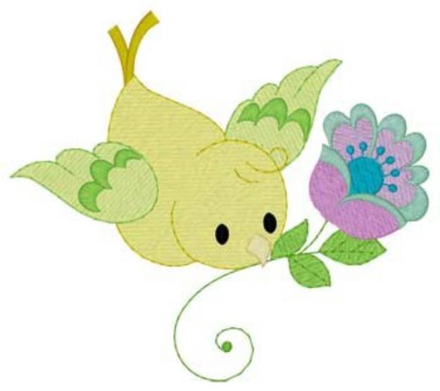 Picture of Bird & Flower Machine Embroidery Design