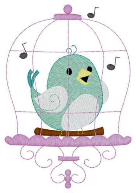 Picture of Bird In Cage Machine Embroidery Design