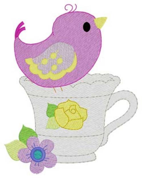 Picture of Teacup Bird Machine Embroidery Design