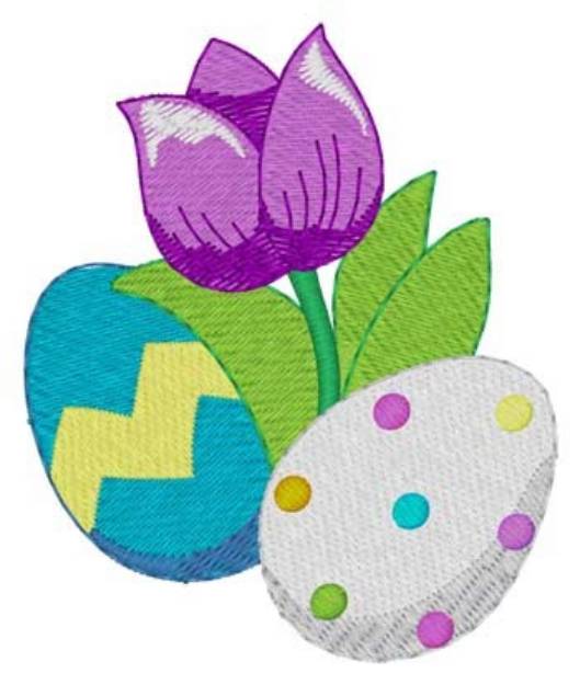 Picture of Easter Eggs & Tulip Machine Embroidery Design