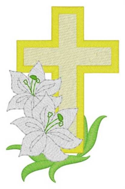 Picture of Cross With Lilies Machine Embroidery Design