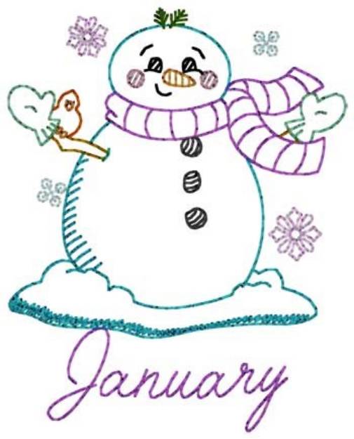 Picture of January Snowman Machine Embroidery Design