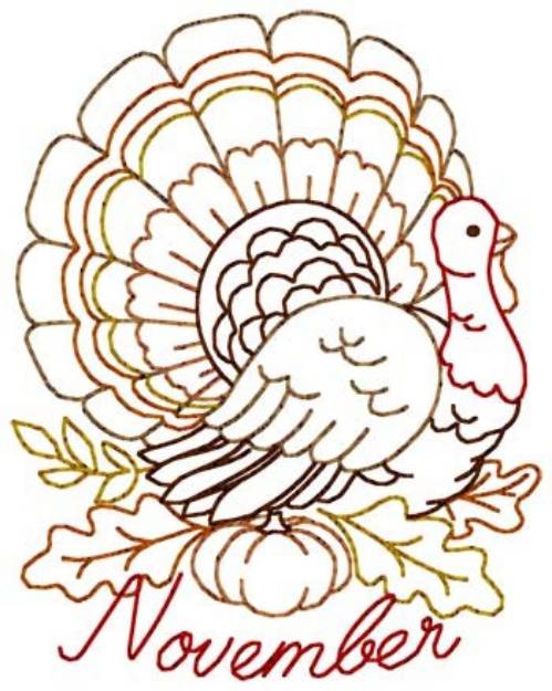 Picture of November Turkey Machine Embroidery Design
