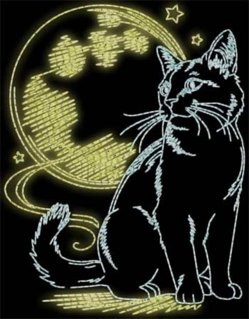 Picture of Cat & Moon Machine Embroidery Design