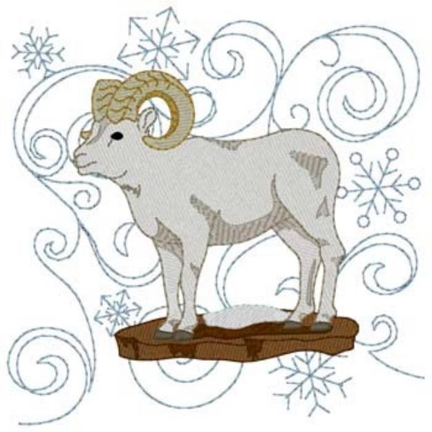 Picture of Dall Sheep Quilt Square Machine Embroidery Design