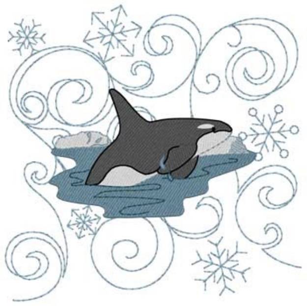 Picture of Winter Orca Quilt Square Machine Embroidery Design