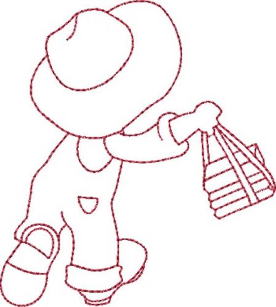 Picture of Redwork Boy & Books Machine Embroidery Design