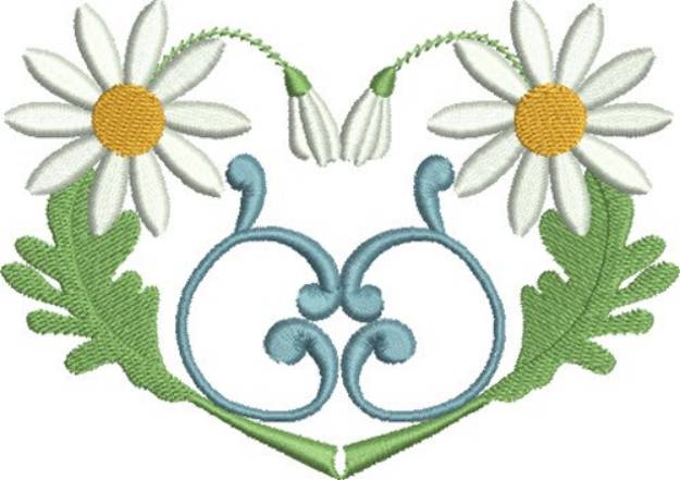 Picture of Simply Daisies Heart Machine Embroidery Design