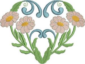 Picture of Pink Daisies & Hearts Machine Embroidery Design