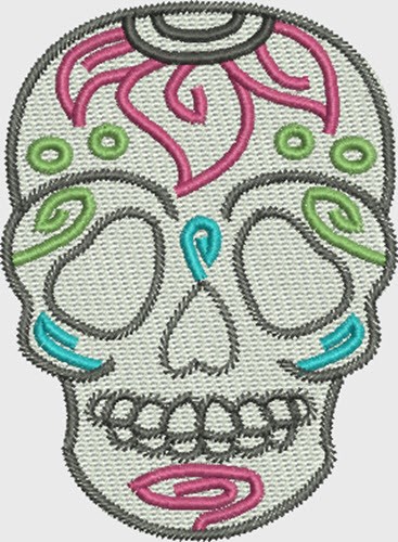 Skull Sunflower Machine Embroidery Design