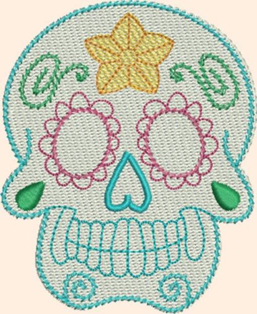 Picture of Skull Buttercup Machine Embroidery Design