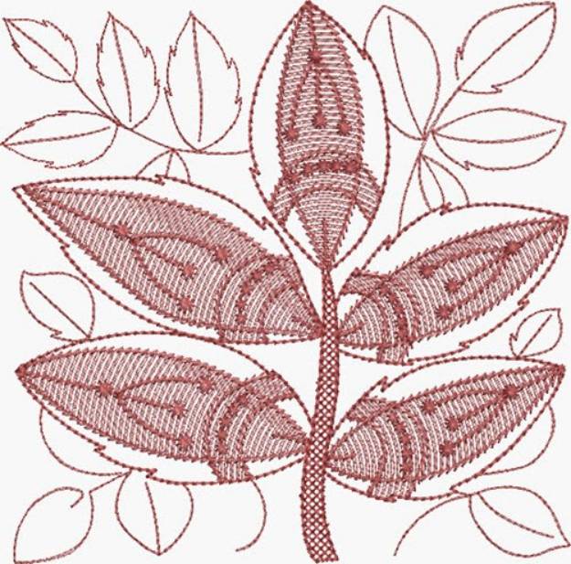 Picture of Brick Red Leaf Machine Embroidery Design