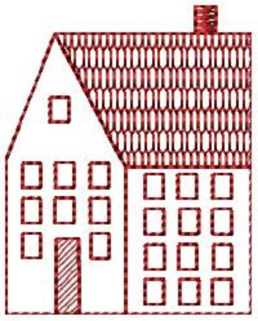 Picture of Tall Redwork Building Machine Embroidery Design