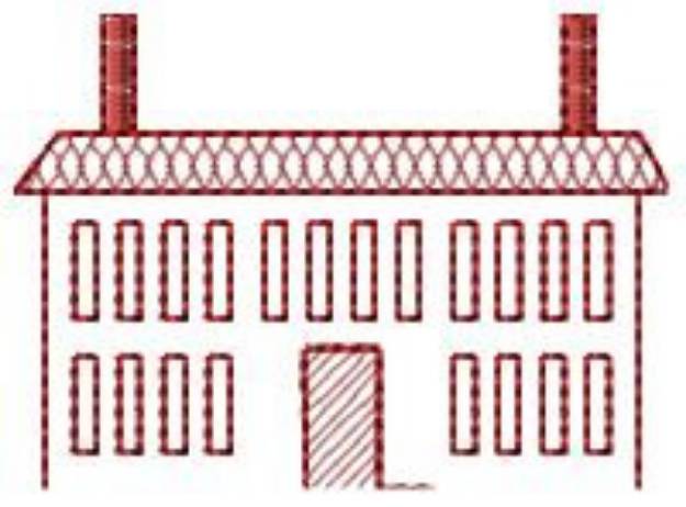 Picture of Wide Redwork House Machine Embroidery Design