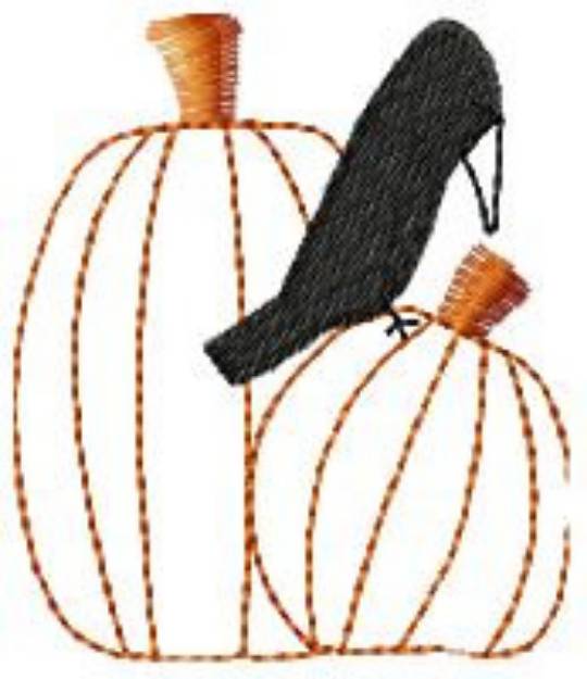 Picture of Crow On Pumpkins Machine Embroidery Design