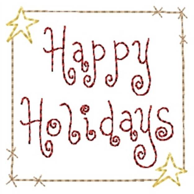 Picture of Happy Holidays Star Block Machine Embroidery Design