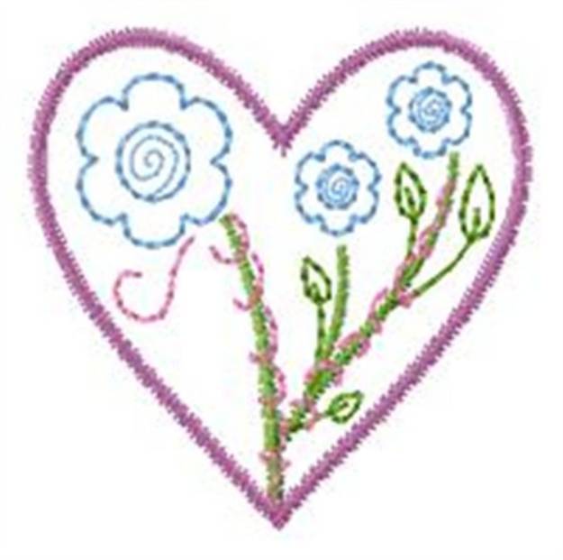 Picture of Flower Vine Heart Machine Embroidery Design